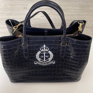 COPY - Ralph Lauren Navy Blue Logo Hand Shoulder Tote Bag Purse. $475